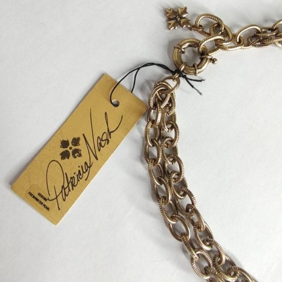 Patricia Nash Necklace Double Charm World Coin & Freshwater Pearls - Picture 8 of 9